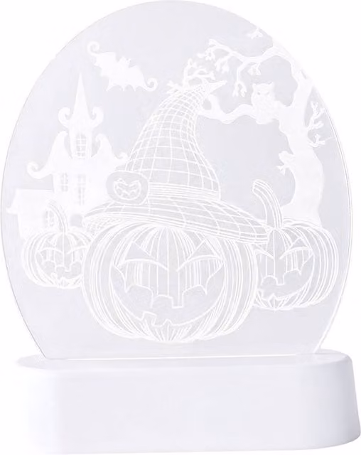 Living and Home Halloween 3D Optical Illusion LED Night Light with Remote Control, White