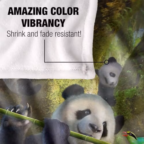 JQ Licensing Jlo Panda Family Flute Silky Touch Super Soft Fleece Throw Blanket, Multicolour, W/D/H: 91 x 147 cm – 3