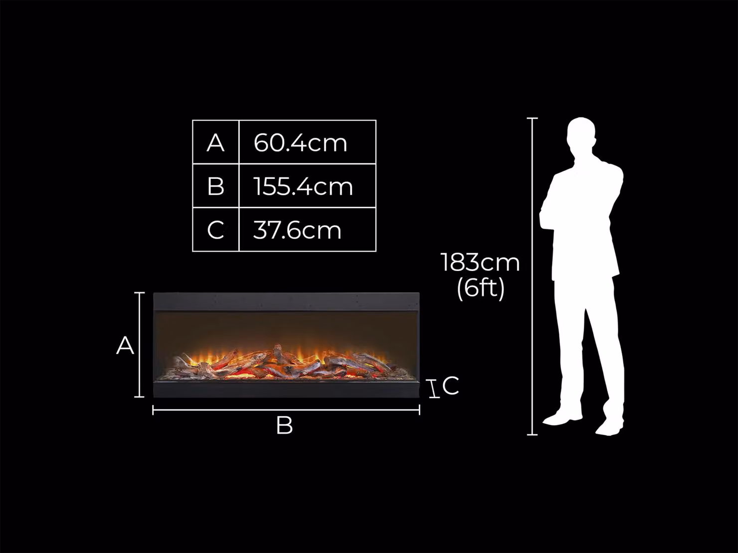 Acantha Ignis 1500 Fully Inset Media Wall Electric Fire, Black – 4