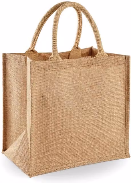 Westford Mill Jute Mini Tote Shopping Bag in Beige/Sand, 14 l, W: 30.0 cm, H: 19.0 cm, D: 0.2 cm