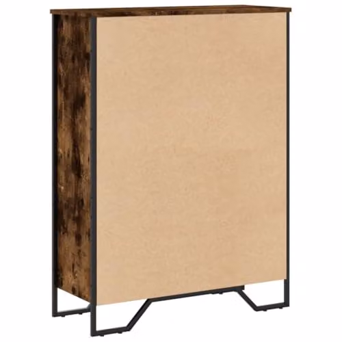 vidaXL Modern Smoked Oak Bookcase in Brown with Metal Accents, W/D/H: 80 x 31 x 106 cm – 6