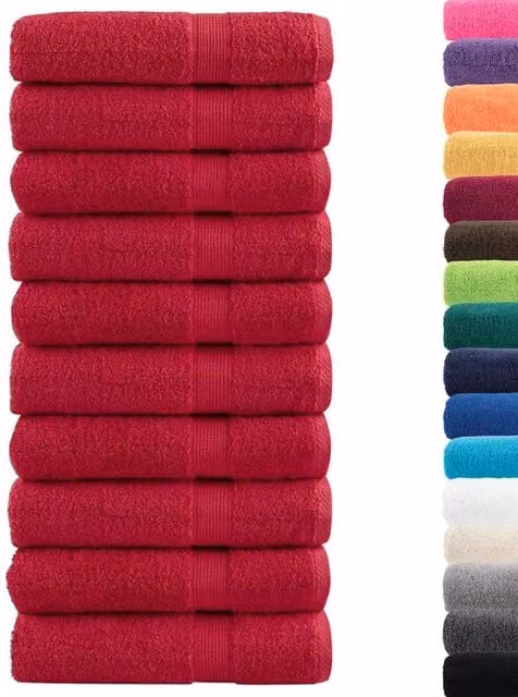 Berkfield Home SOLUND Premium Cotton Terry Bath Towels, Red, 10 Pack, W: 100 cm, L: 150 cm, 600 gsm