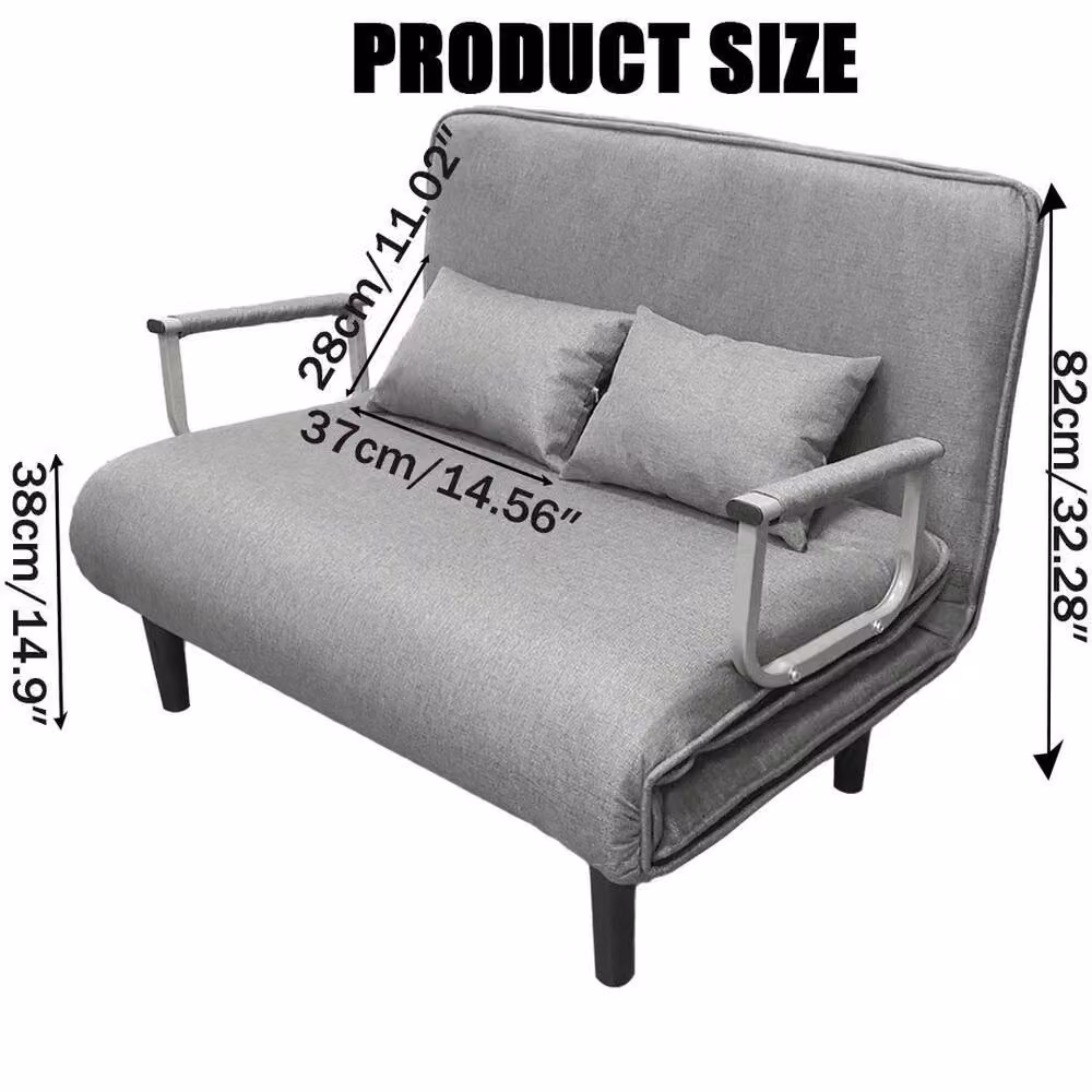 PAWNORA Grey Fabric Click-Clack Sofa Bed with Sleeping Function – 2