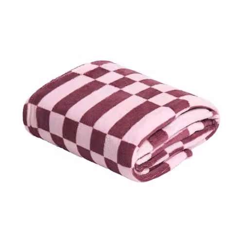 OHS Checked Fleece Throw Blanket in Pink and Red, W/D/H: 125 x 150 cm