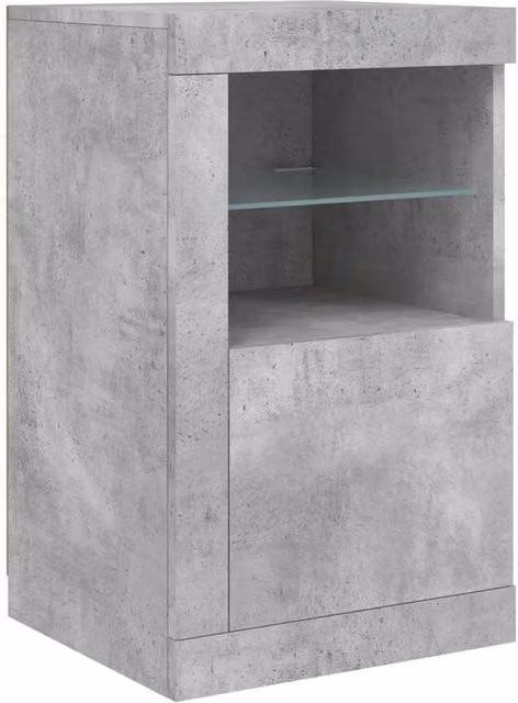 Berkfield Home Modern Side Cabinet in Grey with Integrated LED Lighting and Glass Doors – 1