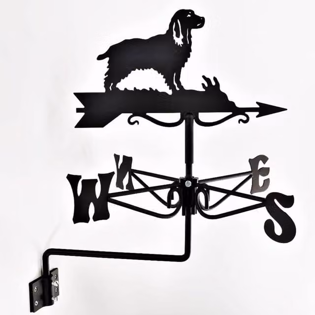 Buttercup Farm Mini Springer Spaniel Weathervane in Black Steel, W: 38 cm, D: 38 cm, H: 48.5 cm