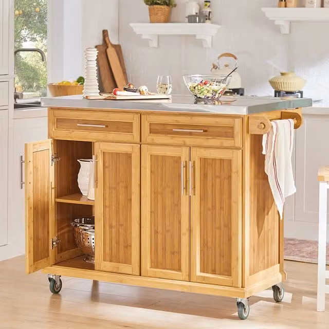 SoBuy Extendable Modern Kitchen Storage Trolley Island in Brown