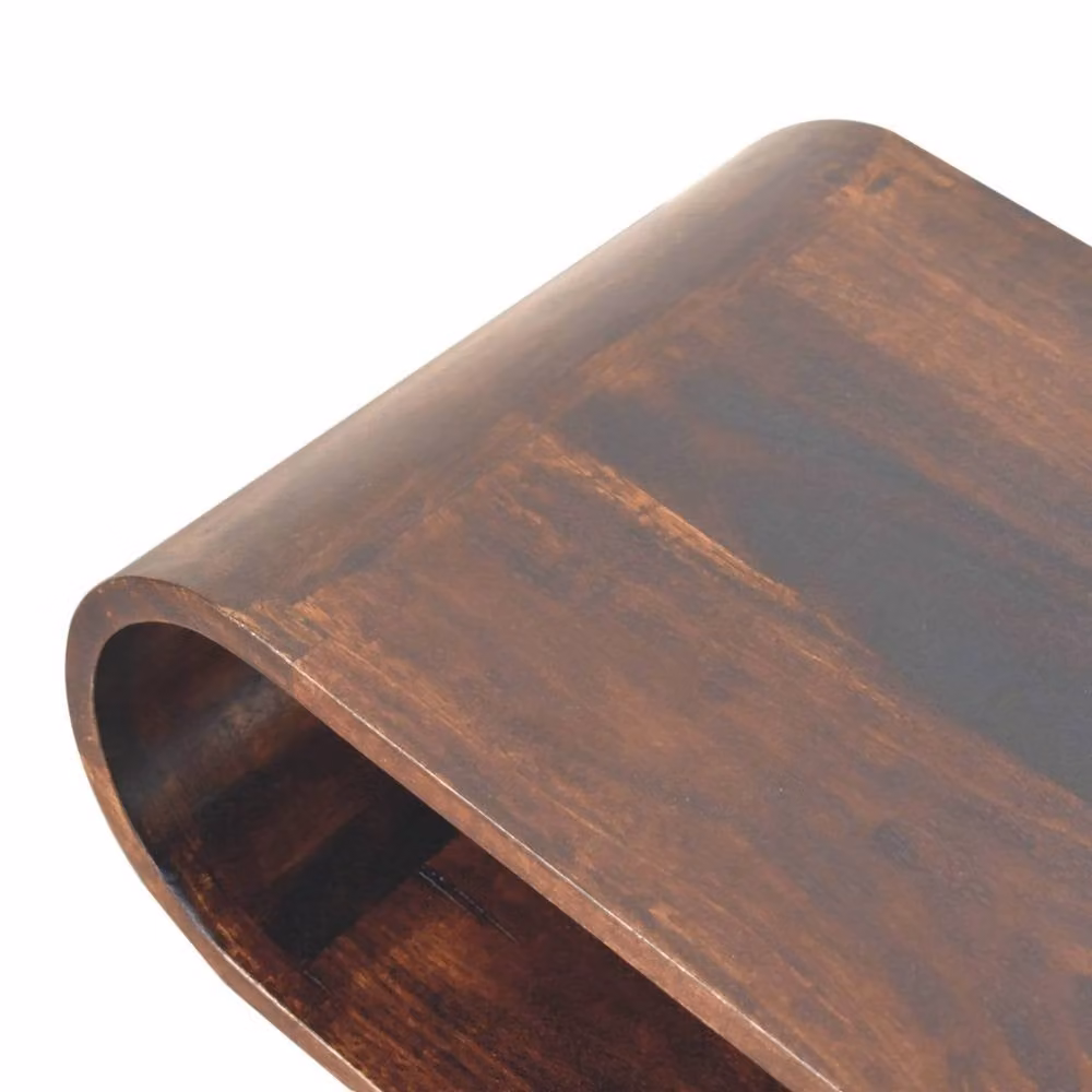 STILVORA Rectangular Solid Wood Coffee Table with Open Shelf in Brown – 4