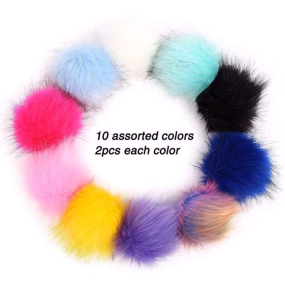 NESTLUNE 20 Pack Multicolour Faux Fur Pom Poms, Round Soft Fluffy Pompom Balls, Diameter: 10 cm – 2