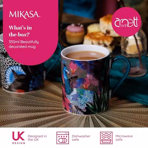 Mikasa Sarah Arnett Porcelain Mug, 350ml, Multicolour Peacock Print – 2