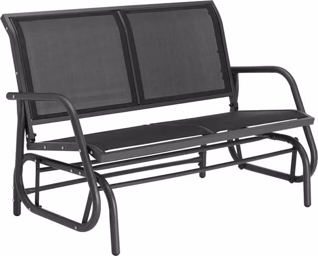 tectake Greta 2-Seater Garden Swing Bench in Black with Armrests