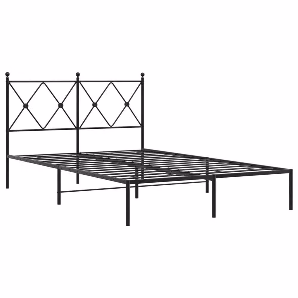Berkfield Home Metal Bed Frame with Headboard in Black, 120 x 190 cm – 3
