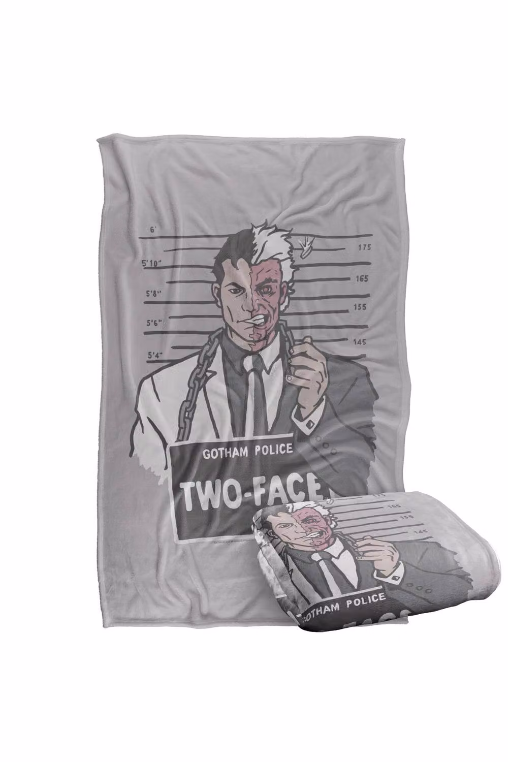 Warner Bros. Batman The Harvey Dent Mugshot Super Soft Silky Touch Throw Blanket, Large, Grey/Multicolour – 2