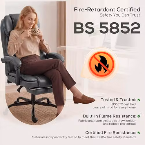 HOMCOM Grey Executive Home Office Chair with Headrest and 360 Degree Swivel – 7