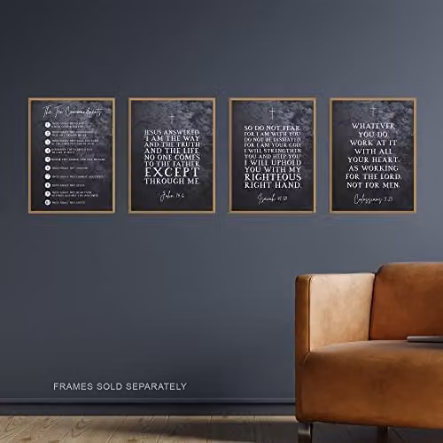 Artery8 Christian Bible Verses The Ten Commandments Unframed Poster Art Print, Mixed Pack of 4, W: 21.0 cm, H: 29.7 cm – 2