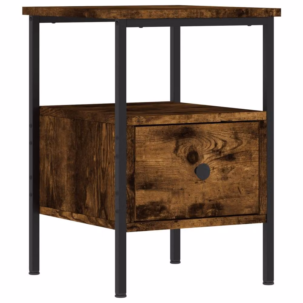 Berkfield Home Set of 2 Smoked Oak Bedside Cabinets in Brown, W/D/H: 34 x 36 x 50 cm – 3