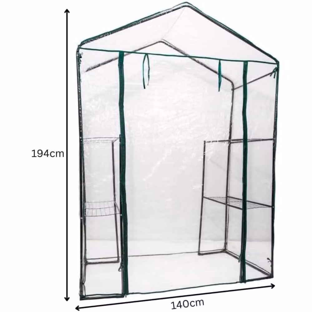 Marco Paul Heavy Duty Walk-In Greenhouse with 6 Shelves, Clear, W/D/H: 100 x 50 x 194 cm – 2