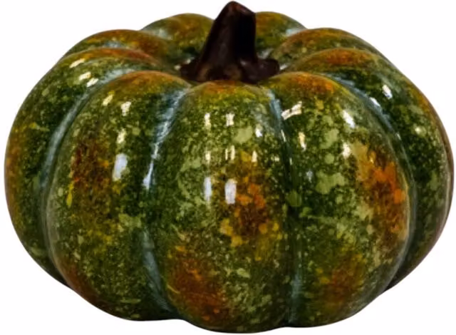 Four Candle Green and Brown Ceramic Vintage Style Pumpkin Ornament – 1