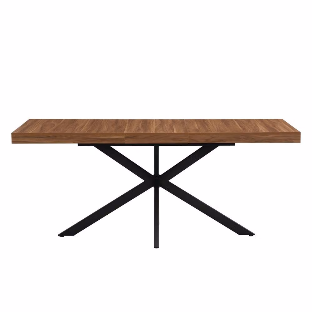 Mona Vale Furniture Industrial X-Frame Extendable Rectangular Dining Table in Walnut and Brown – 2