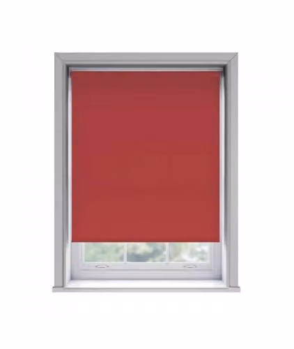 New Edge Blinds Red Thermal Blackout Roller Blind, Adhesive No Drill, W: 90 cm, H: 170 cm
