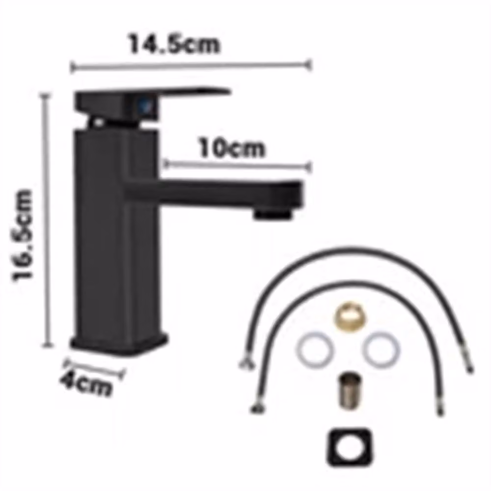 Nordara Matt Black Square Waterfall Basin Mixer Tap with Single Lever Control – 2