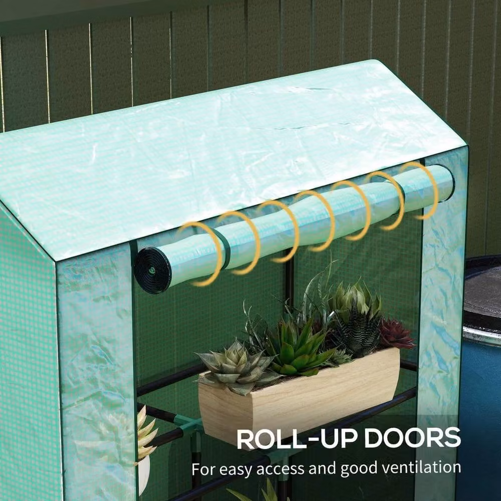 Kelvenix 3 Tier Mini Freestanding Greenhouse with PE Cover in Green, W/D/H: 100 x 50 x 150 cm – 3
