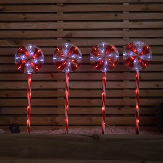 Samuel ALEXANDER Battery Powered Candy Swirl Pathlights with Red and White LEDs, 70 cm
