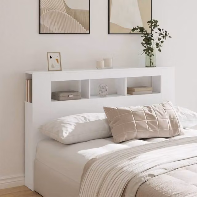 Berkfield Home White LED Headboard with Integrated Shelf and Lighting, W/D/H: 160 x 18.5 x 103.5 cm – 1