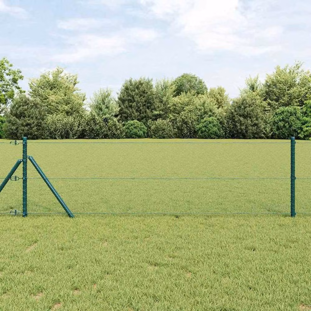 Berkfield Home Green Powder-Coated Steel Hexagon Fence, W: 0.6 m, L: 10 m – 2