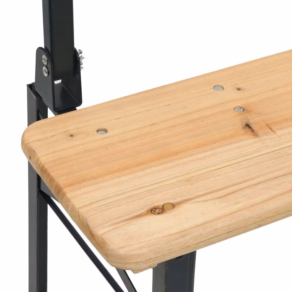 Berkfield Home 3 Piece Folding Beer Table Set in Brown Solid Wood and Metal – 4