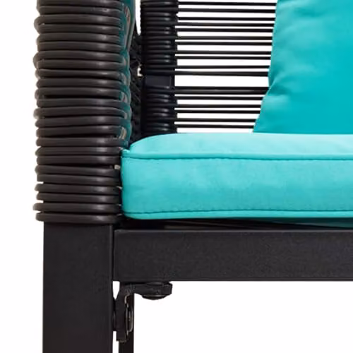 vidaXL 2-Seater Outdoor Poly Rattan Bench in Black and Turquoise, W/D/H: 117 x 54 x 74.5 cm – 5