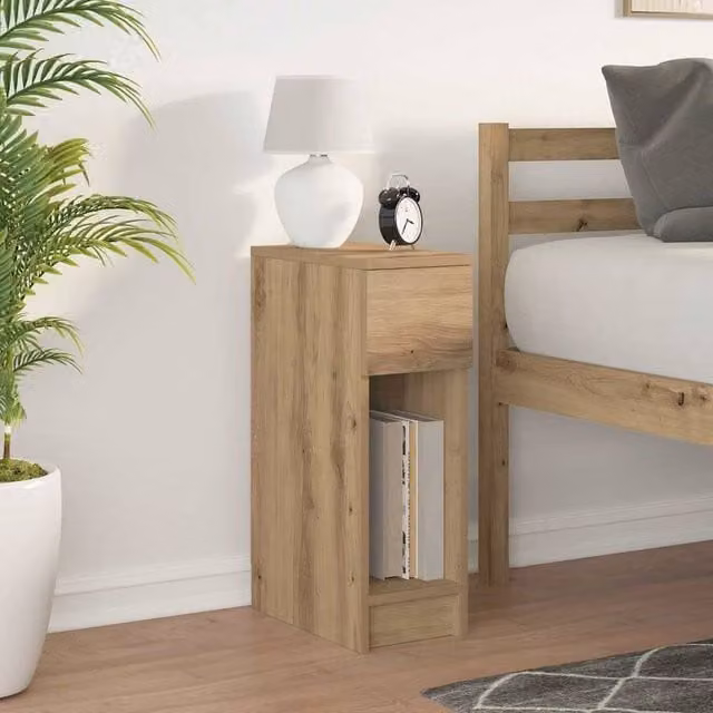 Berkfield Home Durable Bedside Cabinet with Drawer in Artisan Oak Brown, W/D/H: 20 x 36 x 60 cm – 1