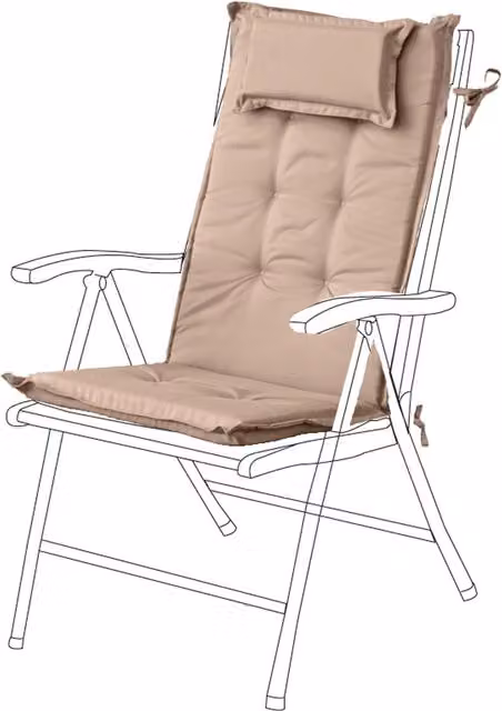 Gardenista Beige Highback Outdoor Garden Chair Cushion with Ties and Breathable Foam