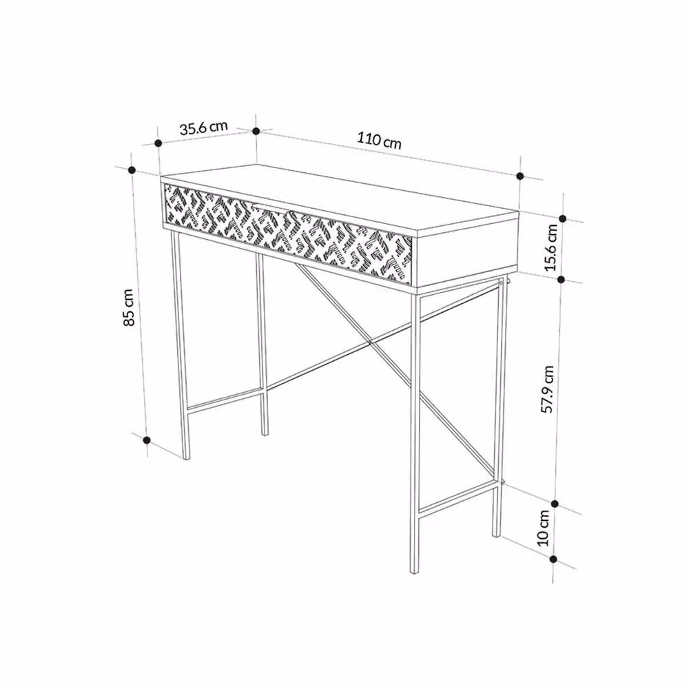 Nordara Brown Slim Console Table with Drawer and Metal Legs – 2