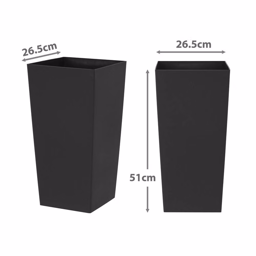 Simpa Milano Grande 27L Square Planters, Set of 2, Black – 3
