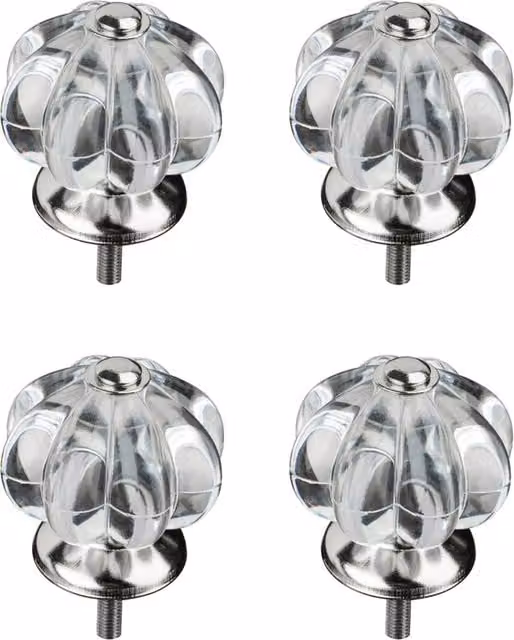 Orsina Set of 4 Victorian Style Clear Polished Acrylic Drawer Knobs