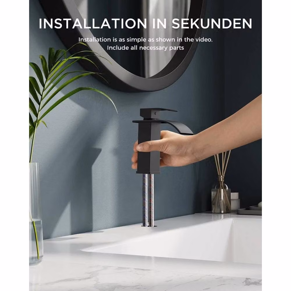 KORVIXA Single-Lever Basin Mixer Tap in Matt Black – 3