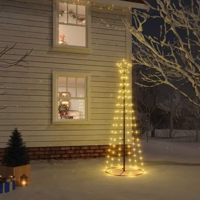 Berkfield Home Christmas Cone Tree with 108 Warm White LEDs, W/D/H: 70 x 70 x 180 cm, White – 1