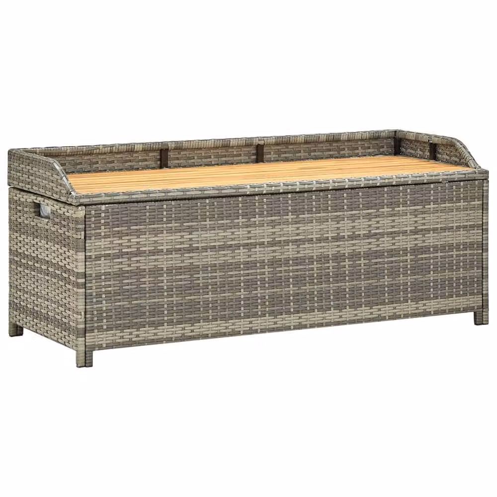 Berkfield Home Grey Poly Rattan Garden Storage Bench – 2