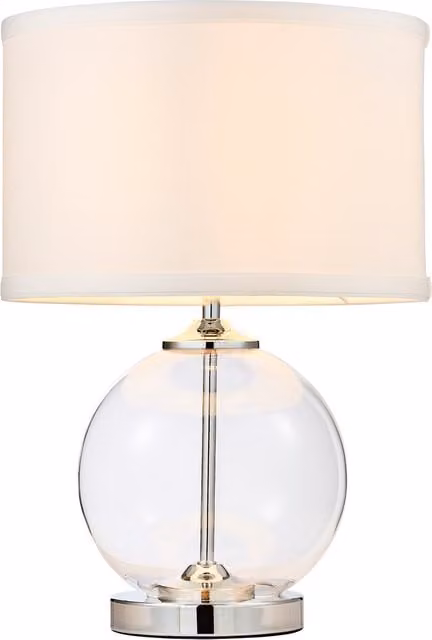 Litecraft Rhonda Globe Table Lamp in Chrome and Silver with Glass Sphere, Diameter: 28 cm