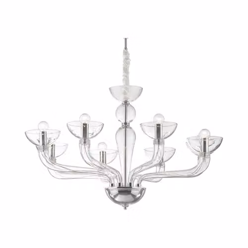 Ideal Lux Casanova SP8 Transparent Glass Ceiling Light with E14 Base