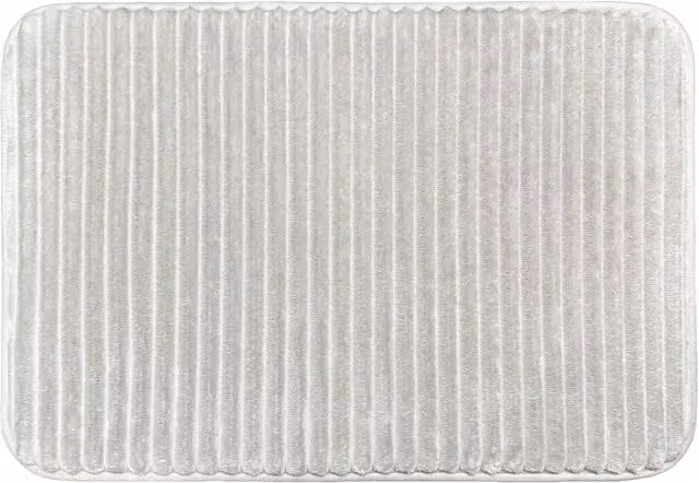 Allure Bath Fashions Non-Slip Ribbed Memory Foam Bath Mat in Light Grey, W: 60 cm, D: 40 cm
