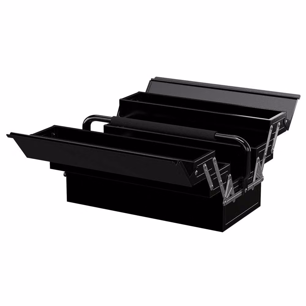 STILVORA Steel Tool Box with 5 Trays, Black – 4