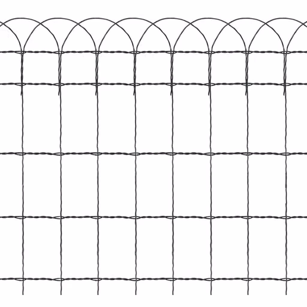 Berkfield Home Garden Geometric Powder-coated Iron Border Fence in Green, 25 x 0.65 m – 3