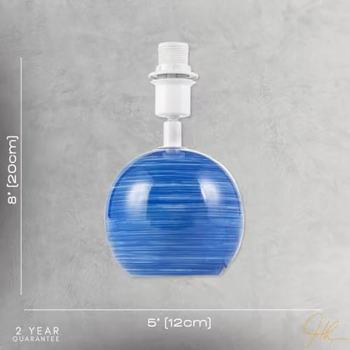 Happy Homewares Blue and White Ceramic Sphere Table Lamp Base, W/D/H: 20 x 12 x 12 cm – 3