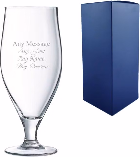 Uniqueful Personalised Stuttgart Stemmed Pint Beer Glass in Clear