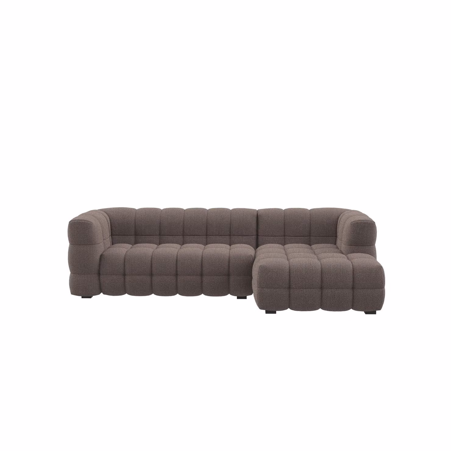 Dôme Deco BASEL Right-Facing L-Shape Corner Sofa in Grey Fabric with Solid Beech Wood Frame, W/D/H: 272 x 168 x 76 cm