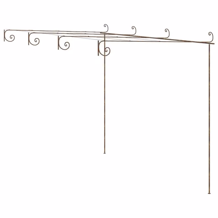 Berkfield Home Garden Antique Brown Metal Pent Lean-to Pergola, W: 400 cm, D: 300 cm, H: 250 cm