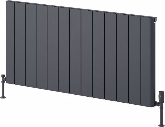 Bathroom Kingdom Resia Anthracite Designer Flat Panel Horizontal Aluminium Radiator in Grey, W: 123 cm, H: 60 cm