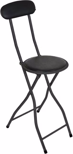 SPETLEK Black Padded Folding Bar Stool with Synthetic Leather Seat and Metal Frame – 1